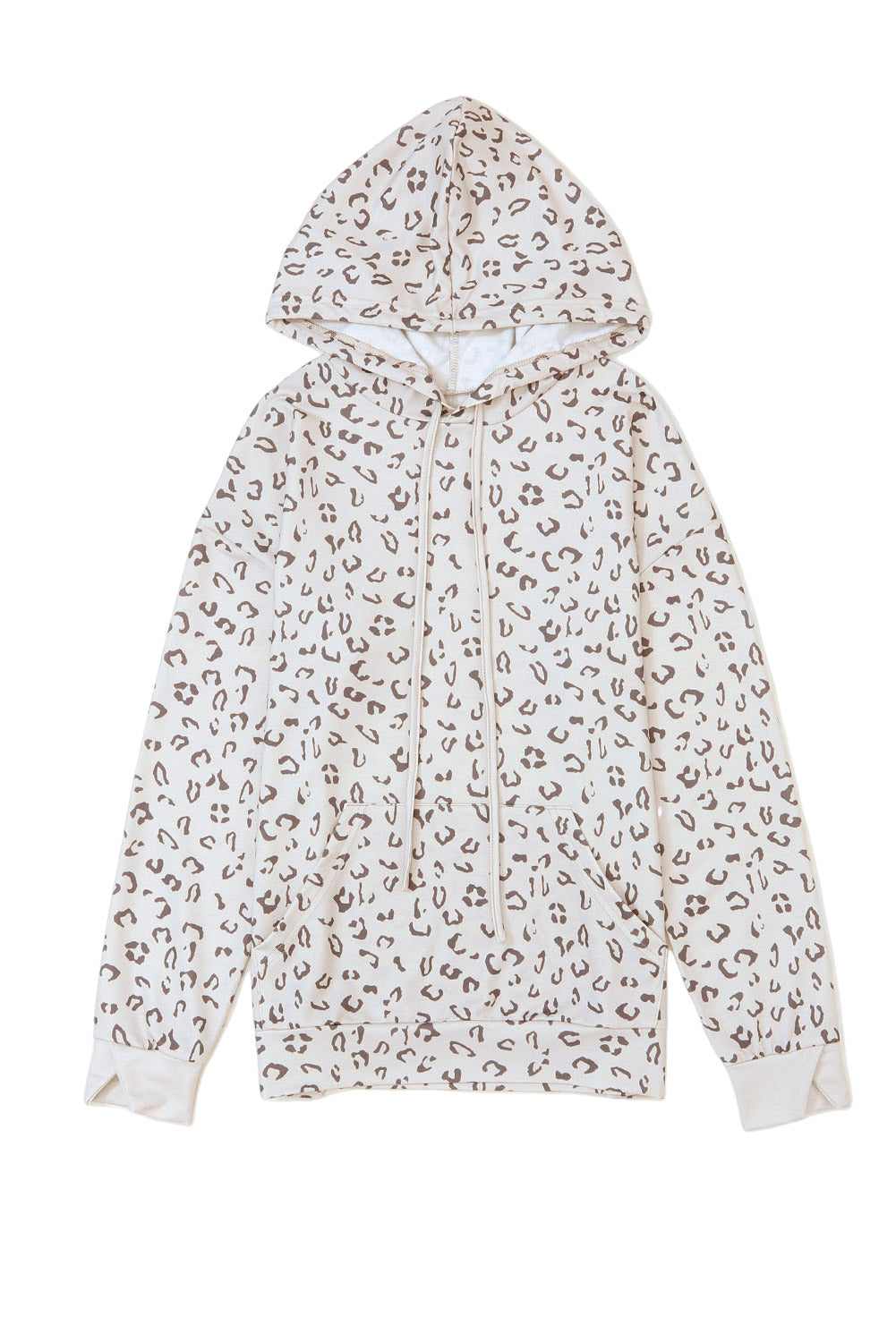 Leopard Kangaroo Pocket Long Sleeve Drawstring Hoodie