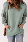 Ribbed V Neck Drop Shoulder Sweatshirt