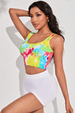 Soutien-gorge et short tie-dye multicolores, tenue active