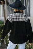 Plaid Patchwork Raw Hem Denim Jacket