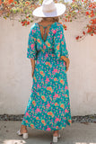 Robe longue florale style Boho vert à col en V profond