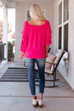 Pleated Sleeve Off Shoulder Blouse