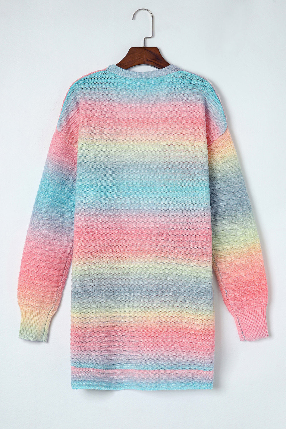 Gradient Knit Open Cardigan with Pockets