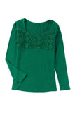 Lace Crochet V Neck Long Sleeve Top