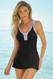 Strappy V Neck Side Split One-piece Swimdress