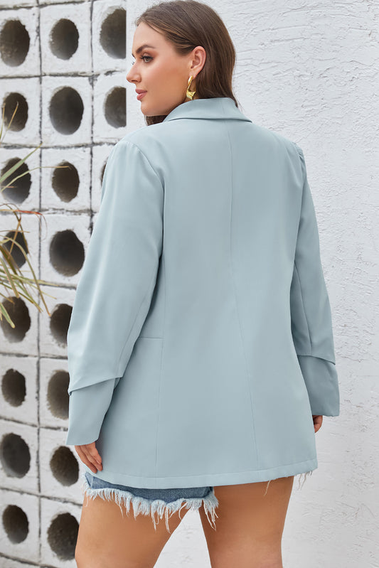 Plus Size Soft Lightweight Pocketed Lapel Blazer