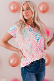 Colorful V Neck Short Sleeve Top