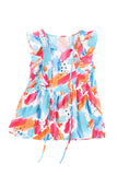 Abstract Print V Neck Ruffled Tank