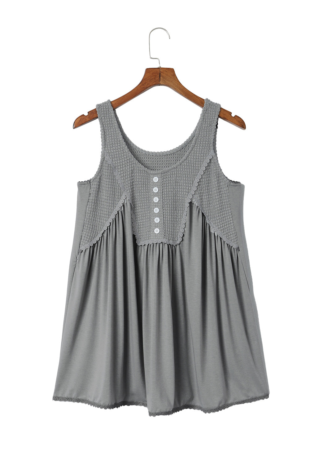 Débardeur babydoll gris à panneaux en tricot thermique