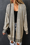 Gray Textured Knit Pocketed Duster Cardigan