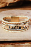 BLESSED Rhinestone Braided Detail Buckle Bracelet