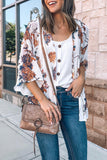 Multicolor Leopard Print Open Front Bell Sleeve kimono