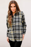 Oversize Rounded Hem Plaid Shacket with Slits