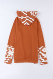 Aztec Print Patchwork Thumb Hole Hoodie