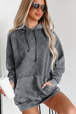 Mineral Wash Kangaroo Pocket Drawstring Pullover Hoodie