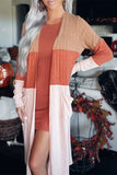 Colorblock Pocketed Long Sleeve Cardigan