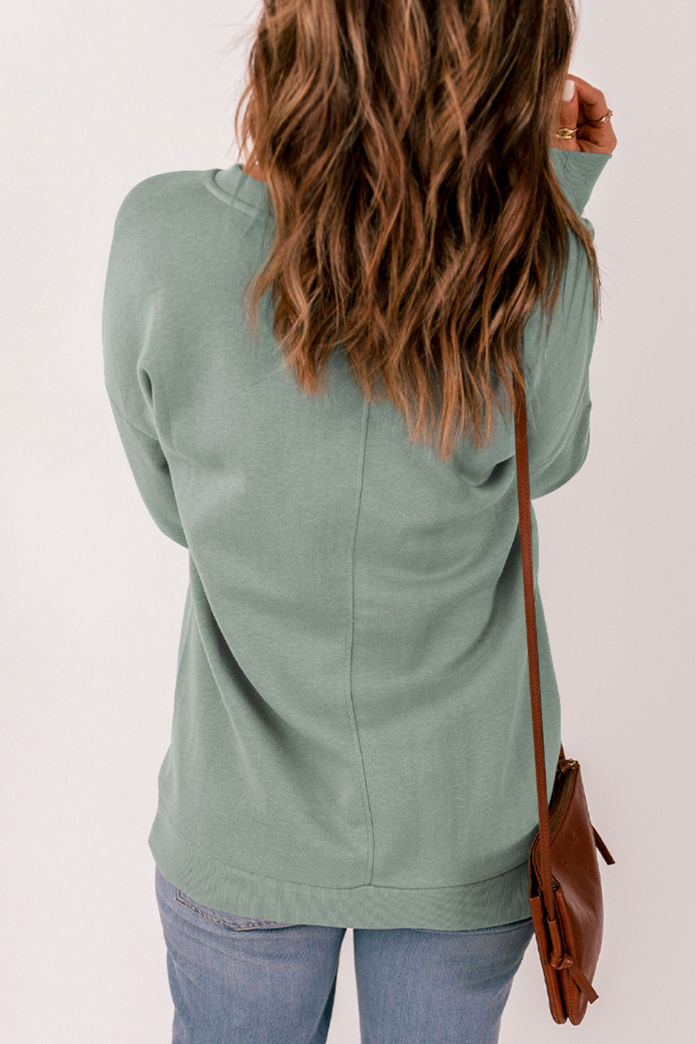 Ribbed V Neck Drop Shoulder Sweatshirt