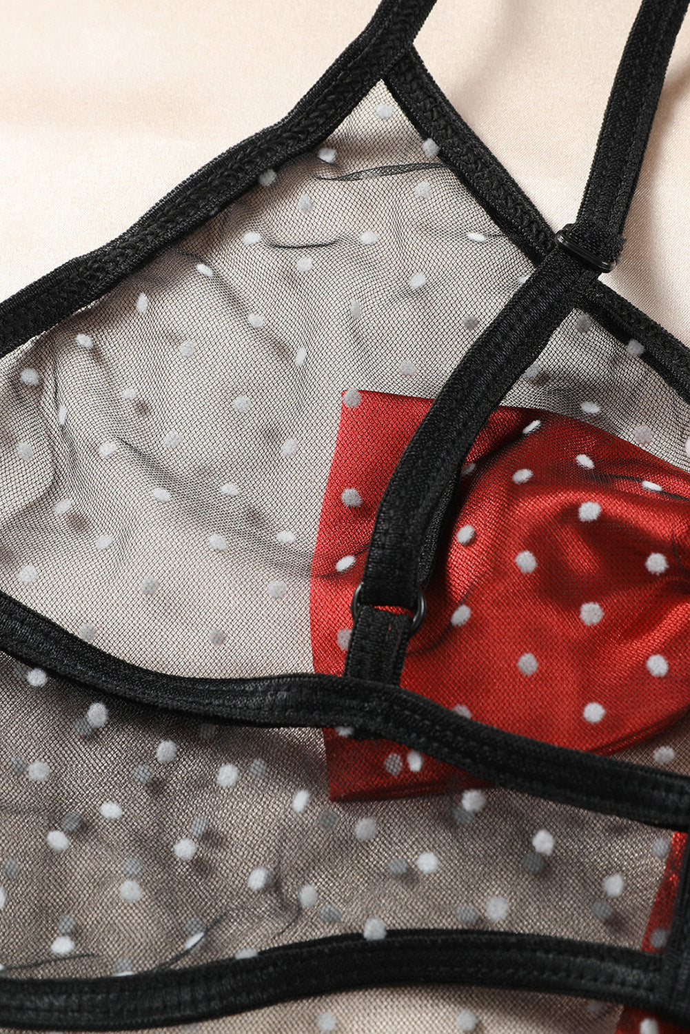 Bow Knot Polka Dot See-through Teddy Lingerie