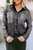 Sequin Color Block Patch Pocket Shirt