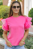 Tulle Ruffle Sleeve Top