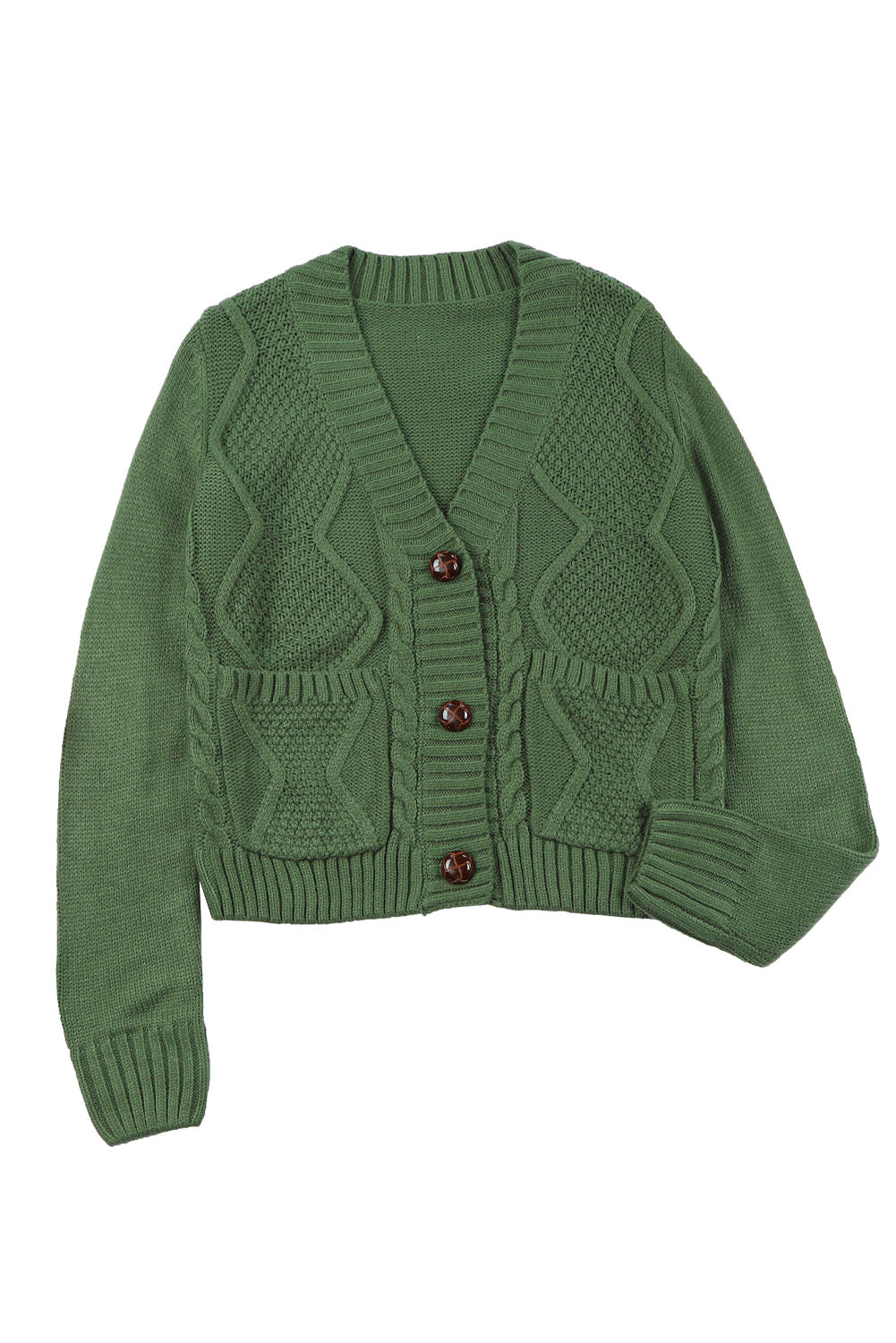 Front Pockets Buttons Textured Cardigan