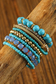 Vintage Boho Turquoise Gem Beaded Bracelet Set