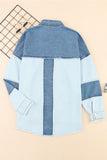 Color Block Frayed Patchwork Oversize Denim Jacket