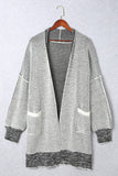 Gray Textured Knit Pocketed Duster Cardigan