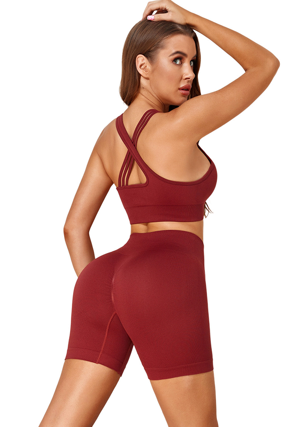 Ribbed High Waist Compression Yoga Shorts Set