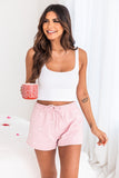 Cute Heart Print Drawstring Lounge Shorts