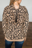 Leopard Knitted Drawstring Hooded Sweater