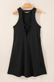 Black Crisscross Cut-out Back Knit Sleeveless Dress