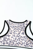 Leopard Striped Color Block Casual Tank Top