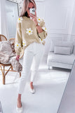 Parchment Floral Crochet Chunky Knit Sweater