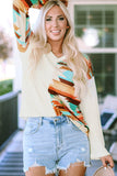 Western Aztec Patch Textured Knit Top