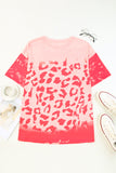 Leopard Bleached Boyfriend T Shirt with Holes