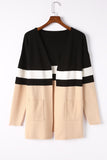 Color Block Striped Open Front Cardigan