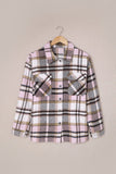 Geometric Plaid Print Pocketed Shacket