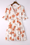 Blooming Floral Tassel Tie Babydoll Dress