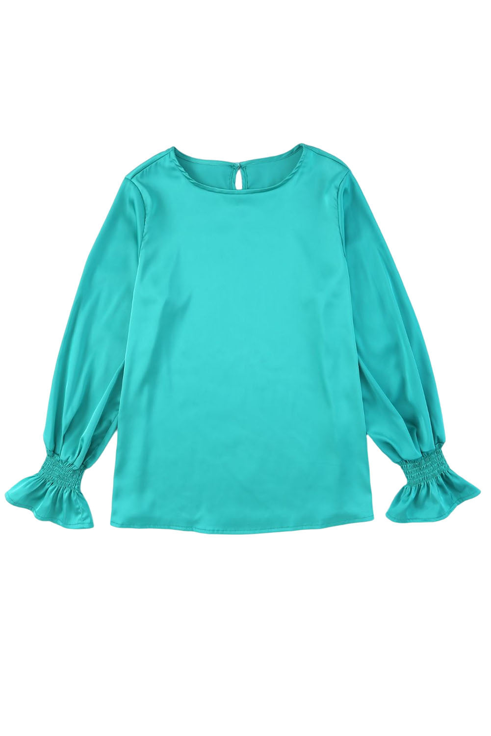 Blouse verte à manches bouffantes en satin