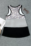 Leopard Striped Color Block Casual Tank Top