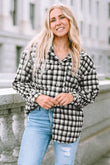 Plaid Print Chest Pockets Buttoned Tunic Shacket