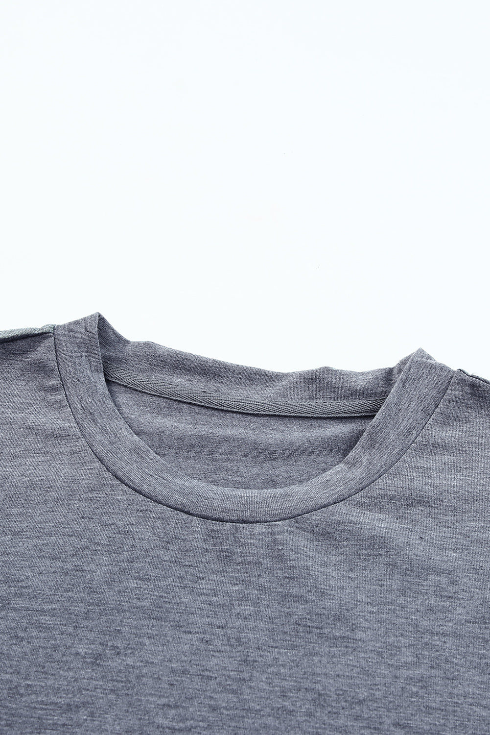 Black Solid Color Crew Neck Tee