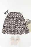 Floral Print Split Neck Pleated Puff Sleeve Blouse