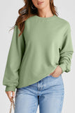 Navy Blue Plain Drop Shoulder Crewneck Pullover Sweatshirt