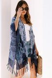 Tie Dye Short Sleeves Tassels Kimono