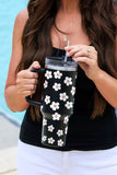 Floret Print Stainless Tumbler With Lid And Straw