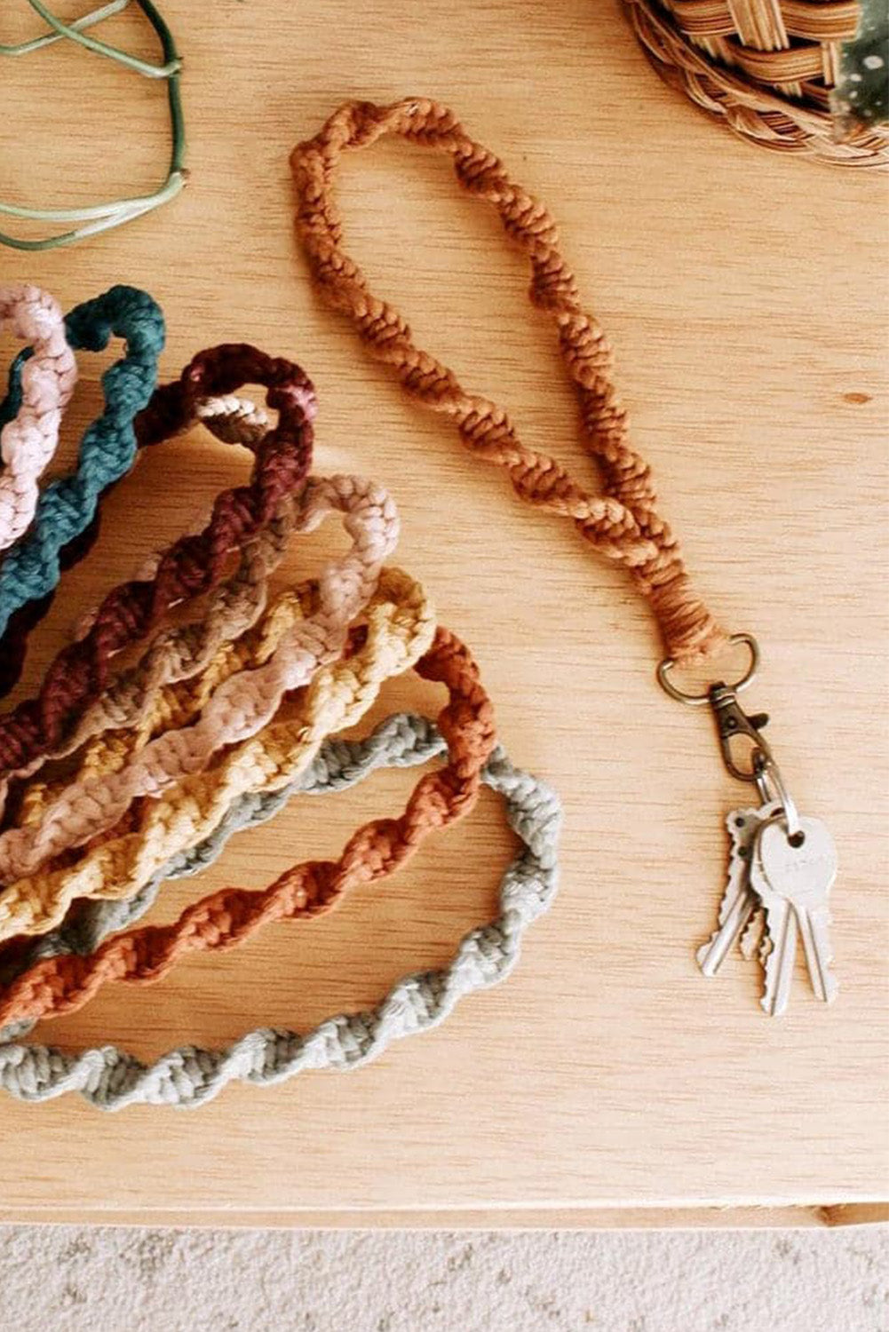 Twist Braided Wristlet Keychain