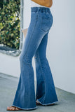 Distressed Bell Bottom Denim Pants