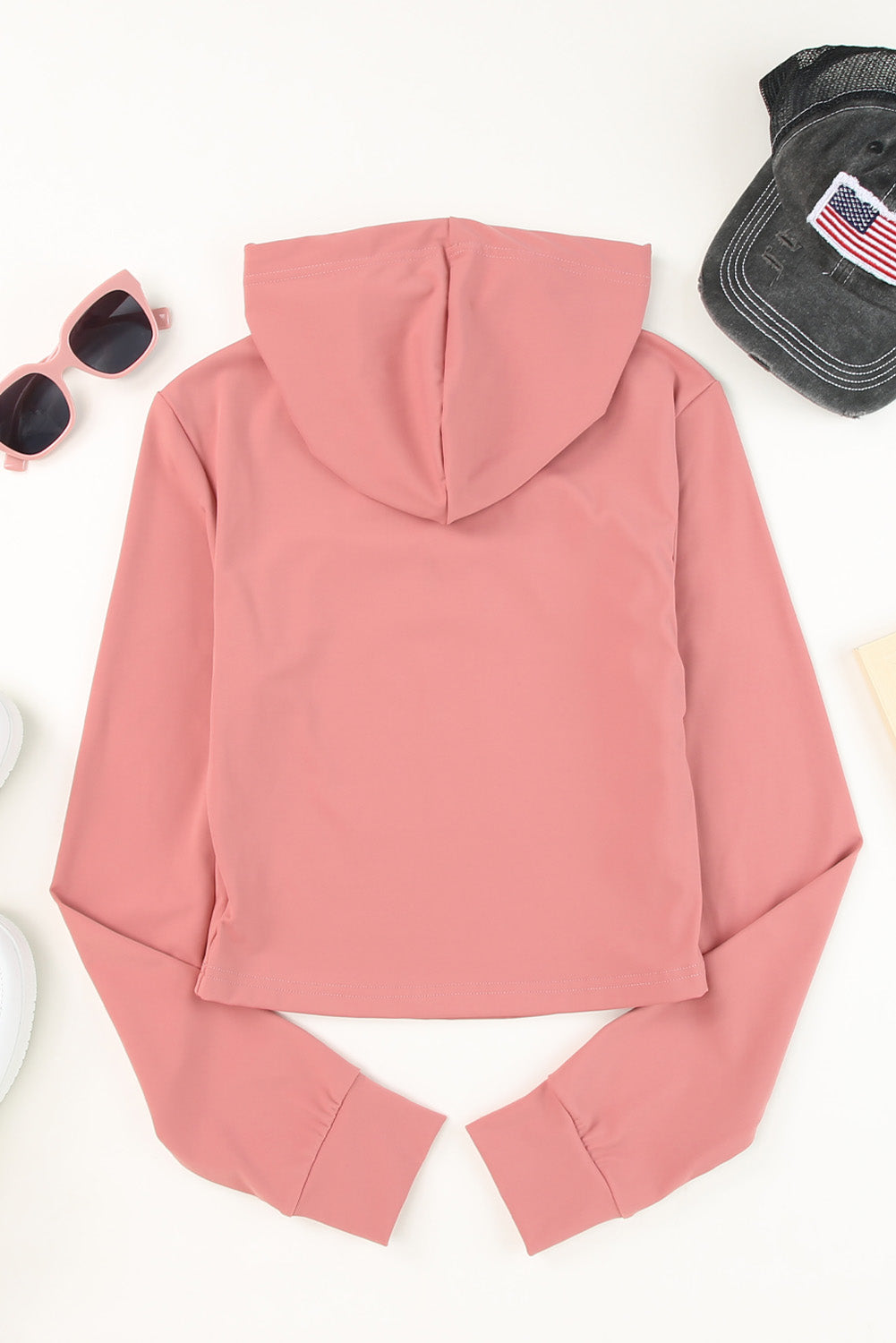 Cutout Cropped Sporty Drawstring Hoodie